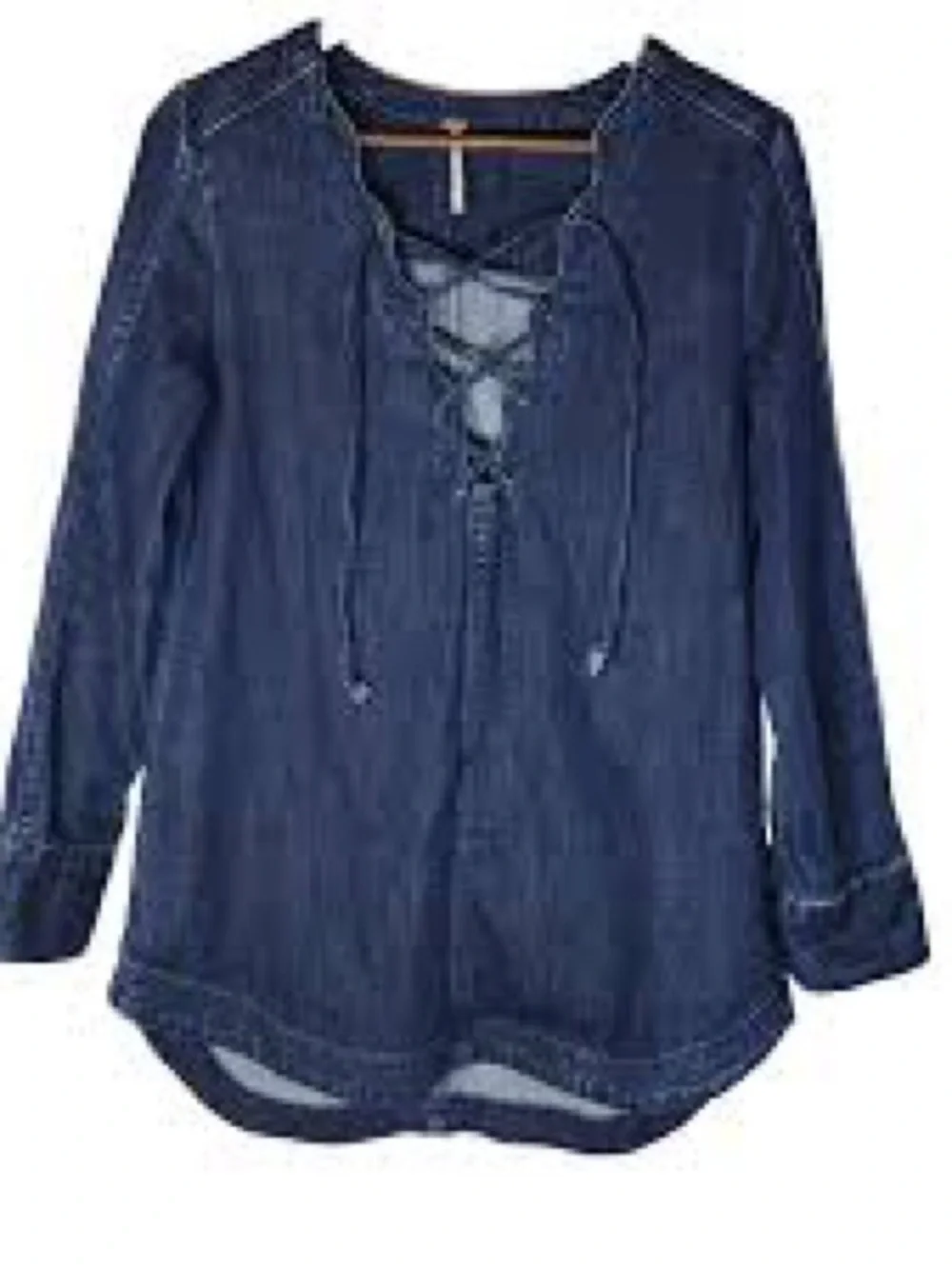 Free People Neapolitan Dreams Denim Lace-Up Tunic Top